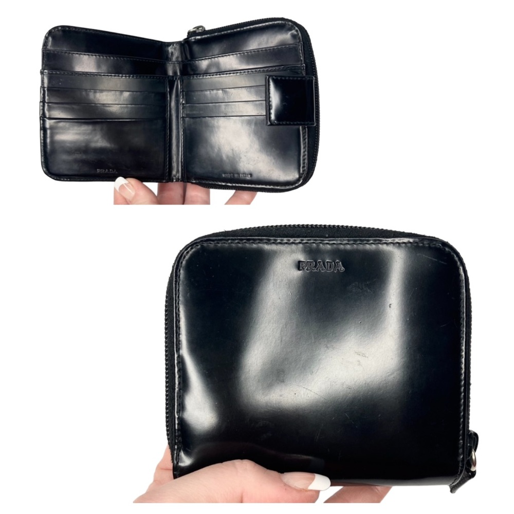 Vintage 00’s Prada Black Leather Zip Around Wallet-Unisex.